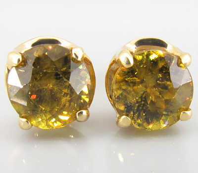 Золото Пусеты с золотистыми сфенами