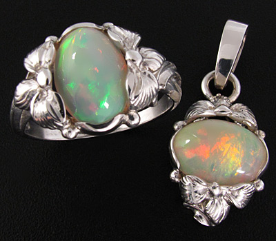 Серебро 925 Комплект с превосходными эфиопскими опалами