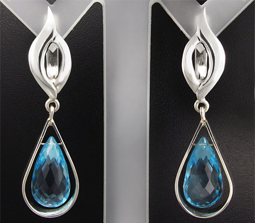 Серебро 925 Cерьги, инкрустированные бриолетами топазов