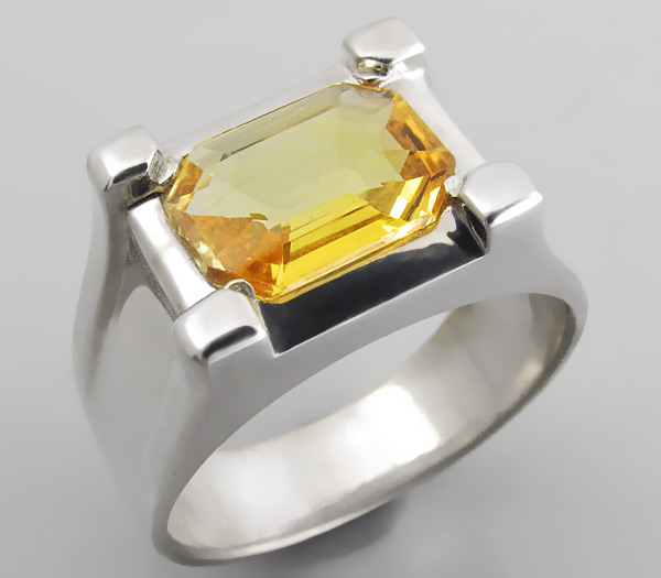 Серебро 925 Кольцо с желтым сапфиром