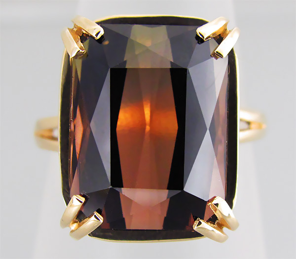 Золото Кольцо с полихромным "арбузным" турмалином