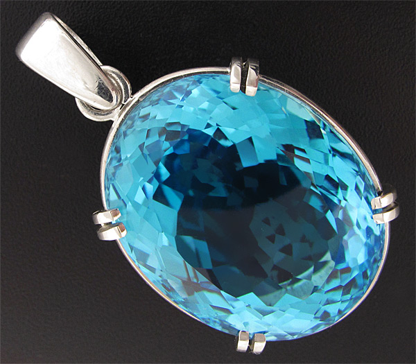 Серебро 925 Кулон с чистейшим зеленовато-голубым топазом
