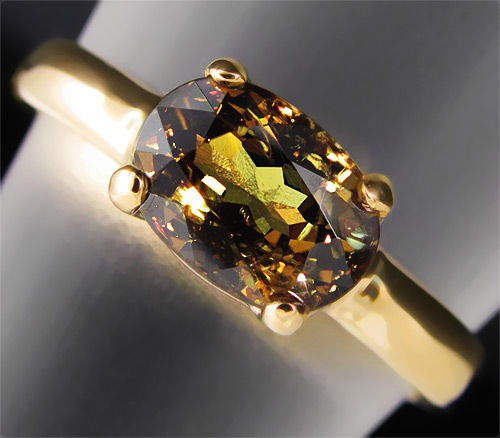 Золото Кольцо с демантоидом гранатом