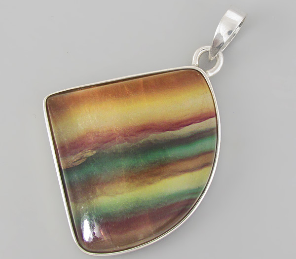 Серебро 925 Кулон с эффектным многоцветным флюоритом