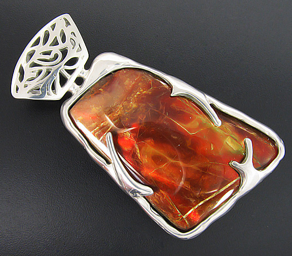 Серебро 925 Кулон с дублетом аммолита аммонита