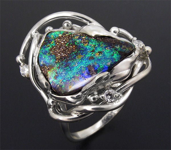 Серебро 925 Кольцо с австралийским болдер опалом