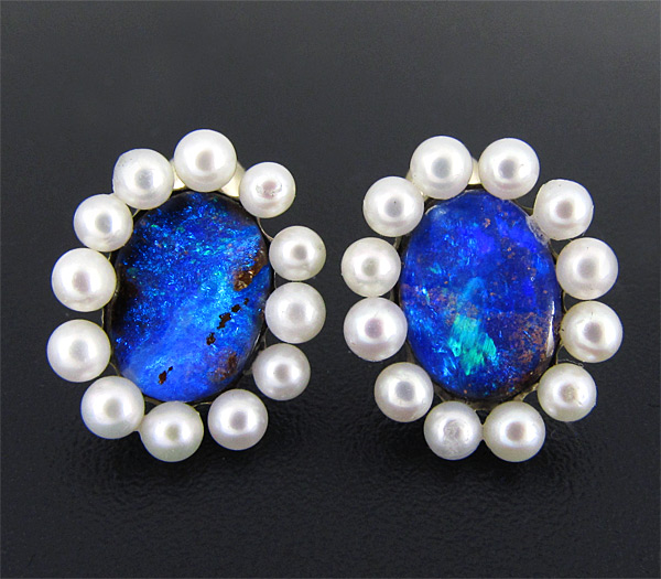 Золото Серьги с австралийскими болдер опалами