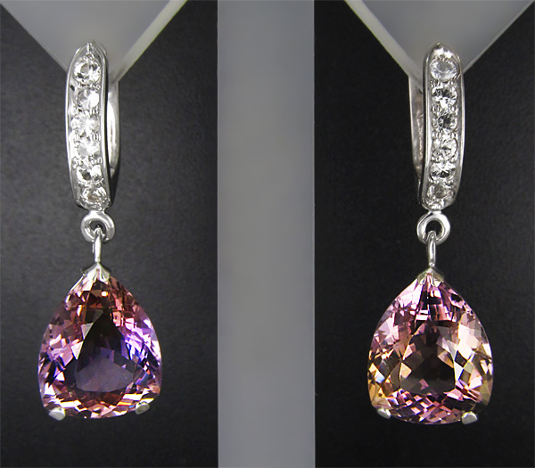 Золото Cерьги с аметринами и бесцветными сапфирами