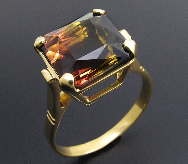 Золото Кольцо с арбузным турмалином