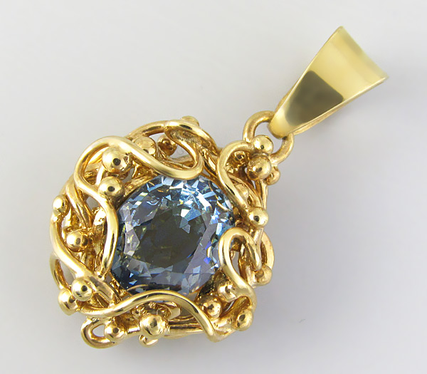 Серебро 925 Кулон с сине-зеленой шпинелью