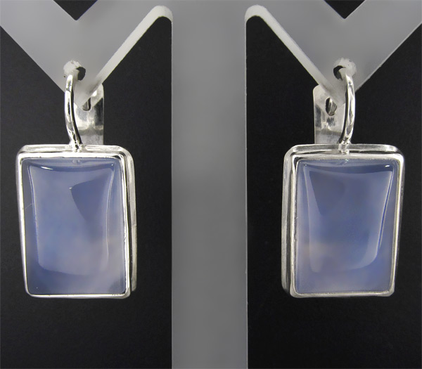 Серебро 925 Серьги с кабошонами халцедона