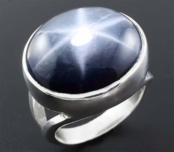 Серебро 925 Кольцо со звездчатым сапфиром