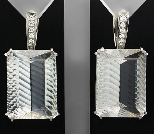 Золото Серьги с бесцветным кварцем и бриллиантами