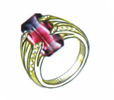 Кольцо с превосходным арбузным турмалином и бриллиантами