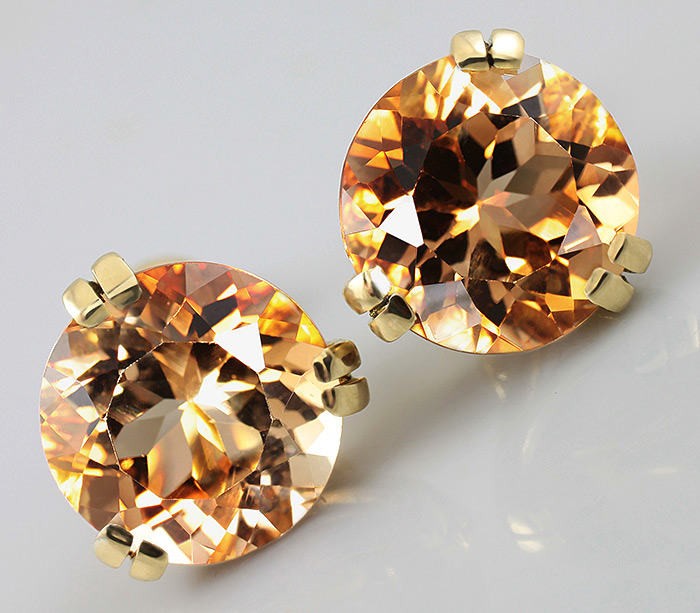 Золото Серьги с империал топазами