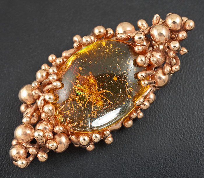 Серебро 925 Кулон с доминиканским янтарем с инклюзом