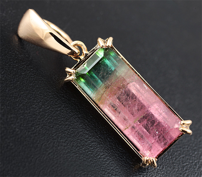 Золото Кулон с арбузным турмалином