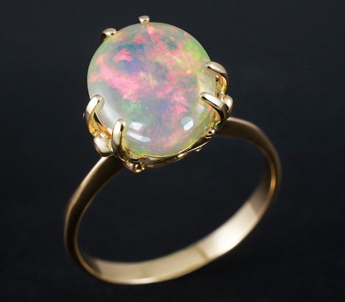 Золото Кольцо с эфиопским опалом