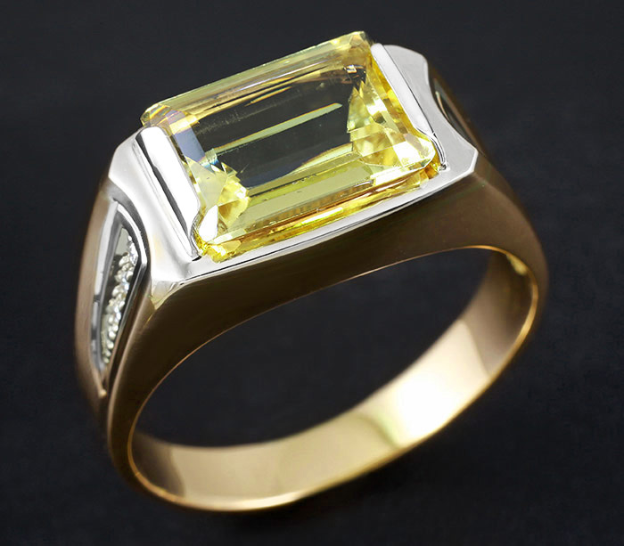 Золото Кольцо с гелиодором и 6 бриллиантами