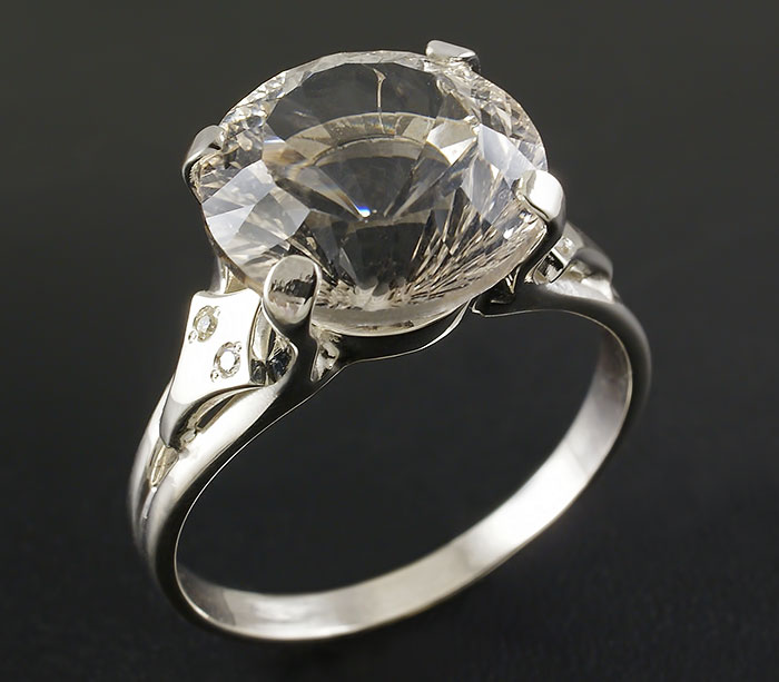 Серебро 925 Кольцо c топазом авторской огранки "Windmil" и бриллиантами