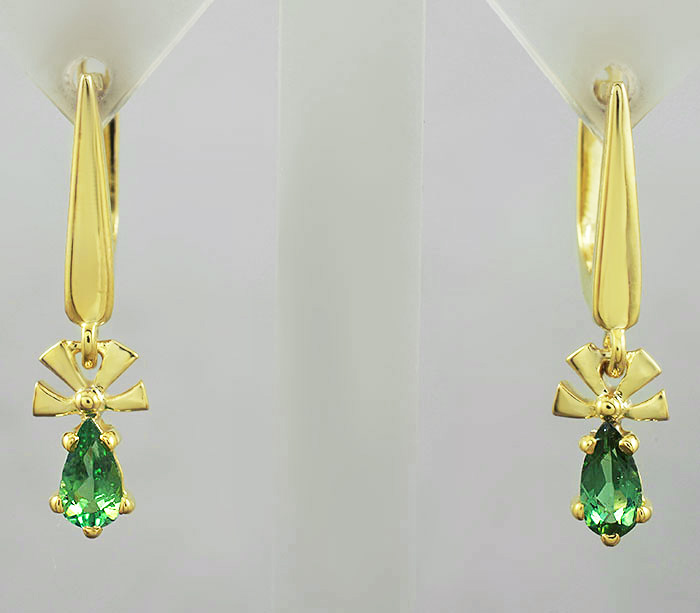 Серебро 925 Серьги с зелеными турмалинами