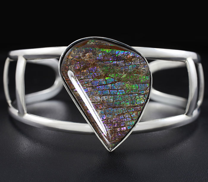 Серебро 925 Браслет с аммолитом аммонита