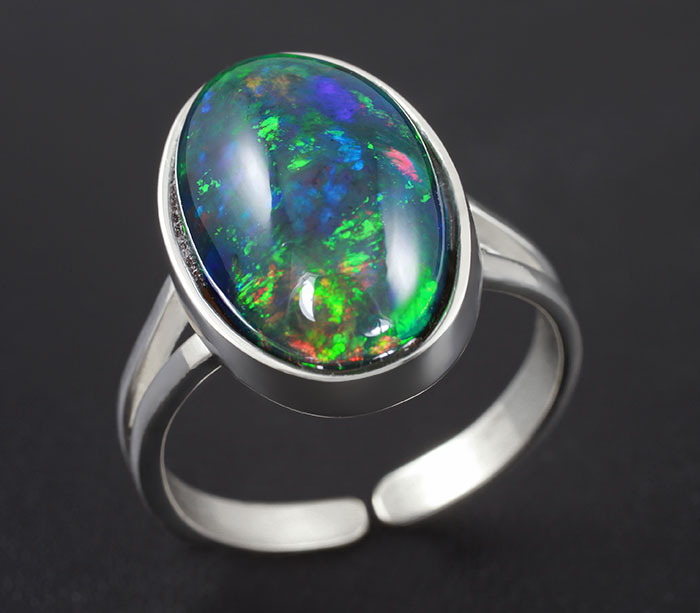 Серебро 925 Кольцо c черным эфиопским опалом