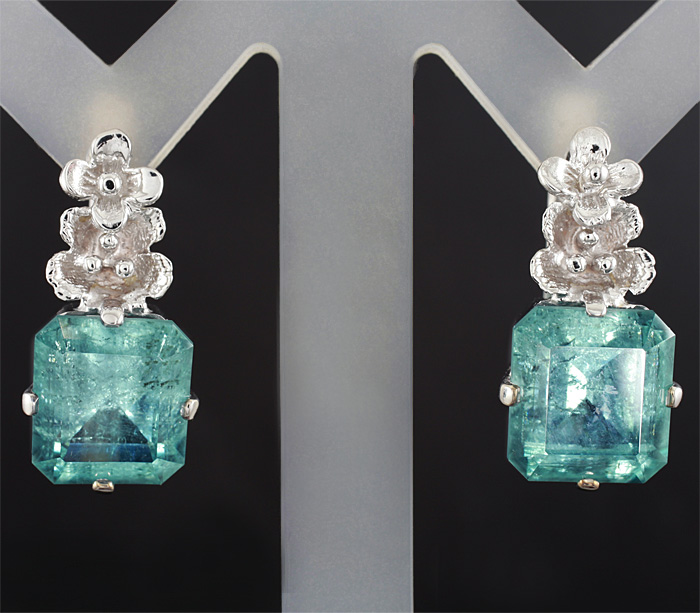 Золото Серьги с параиба турмалинами