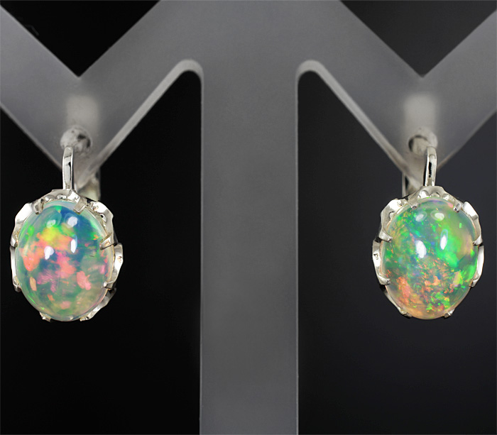 Серебро 925 Серьги с эфиопскими кристаллическими опалами