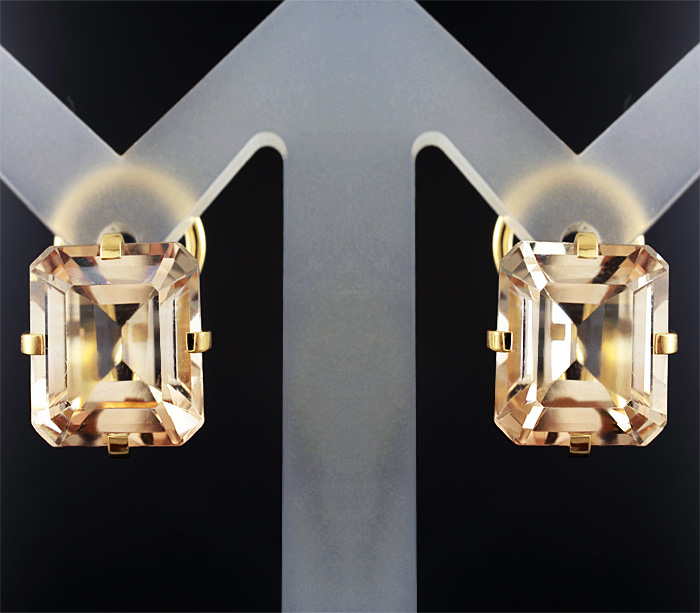 Золото Серьги с желтыми топазами