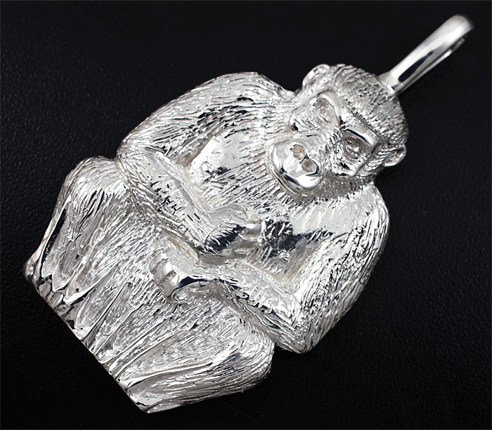 Серебро 925 Кулон «Горилла» из стерлингового серебра