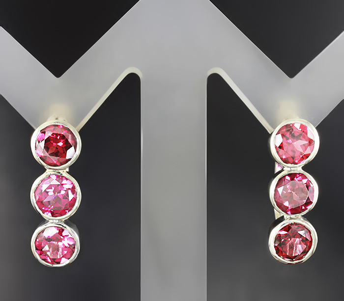 Серебро 925 Серьги с родолитами гранатами