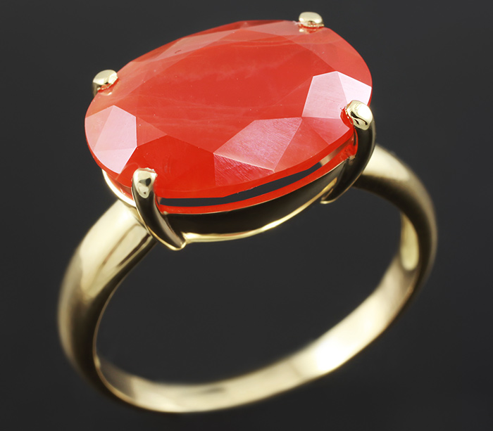 Золото Кольцо с огненным опалом