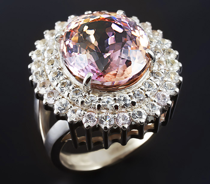 Золото Кольцо с аметрином и лейкосапфирами