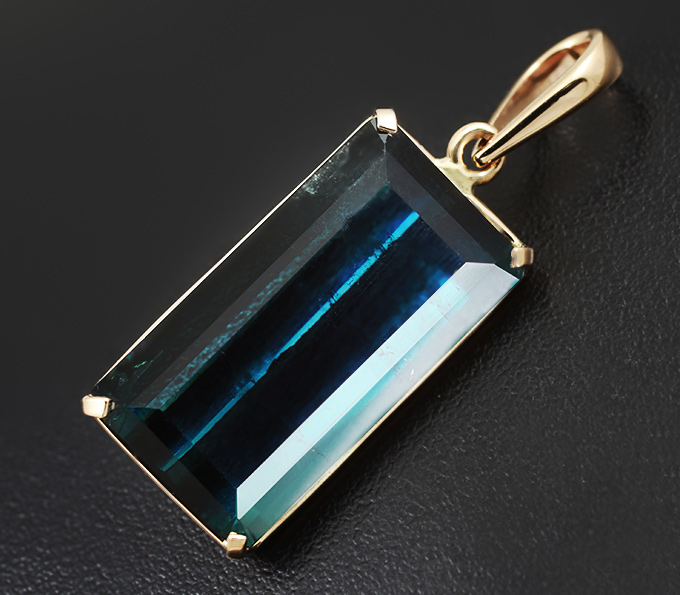 Золото Кулон с индиголит турмалином