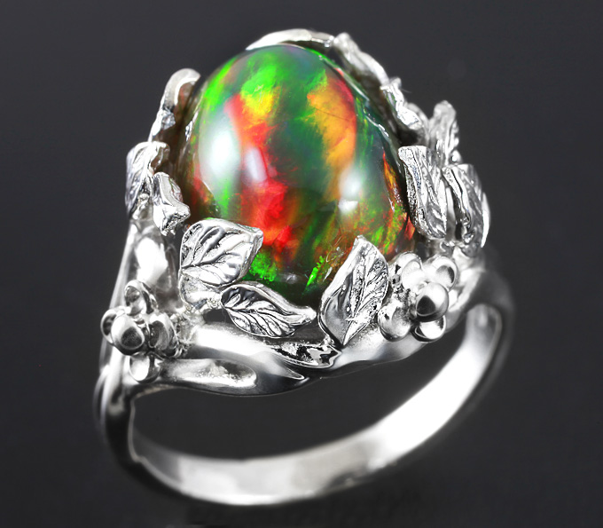 Серебро 925 Кольцо c эфиопским кристаллическим Welo опалом