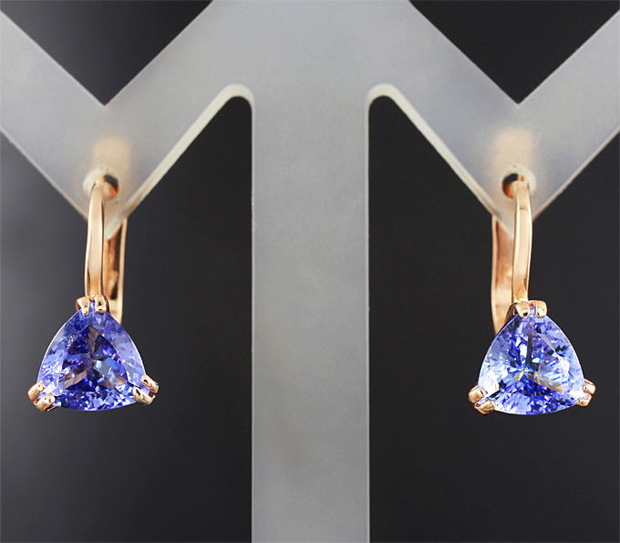 Золото Серьги с танзанитами