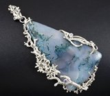 Кулон с агатом и голубыми сапфирами Серебро 925