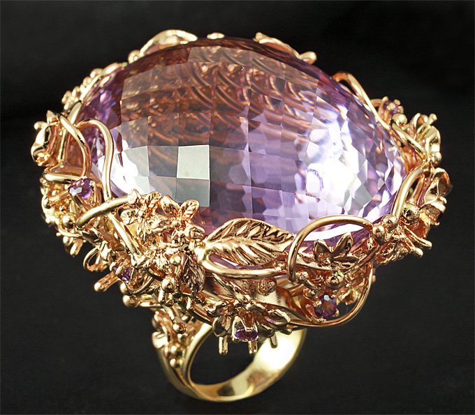 Золото Кольцо с крупным аметистом