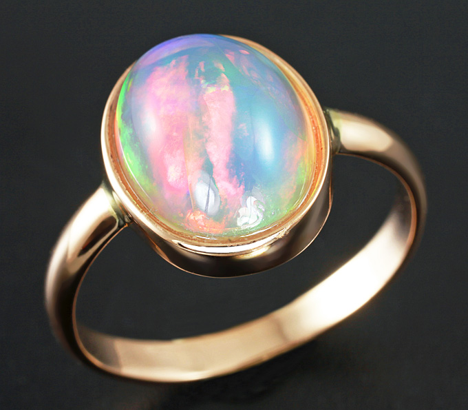 Золото Кольцо с эфиопским кристаллическим опалом