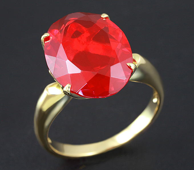 Золото Кольцо с мексиканским огненным опалом