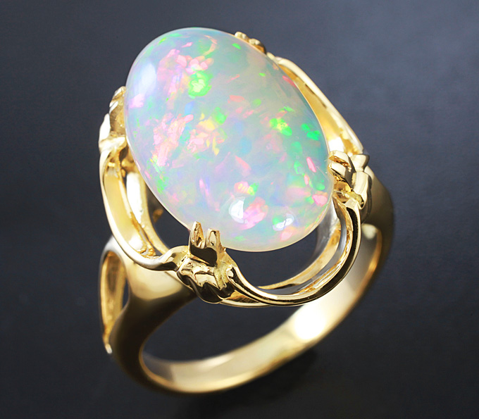 Золото Кольцо с кристаллическим Welo опалом