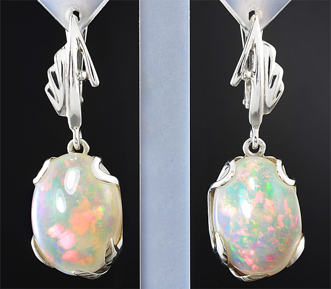 Серебро 925 Серьги с кристаллическими опалами