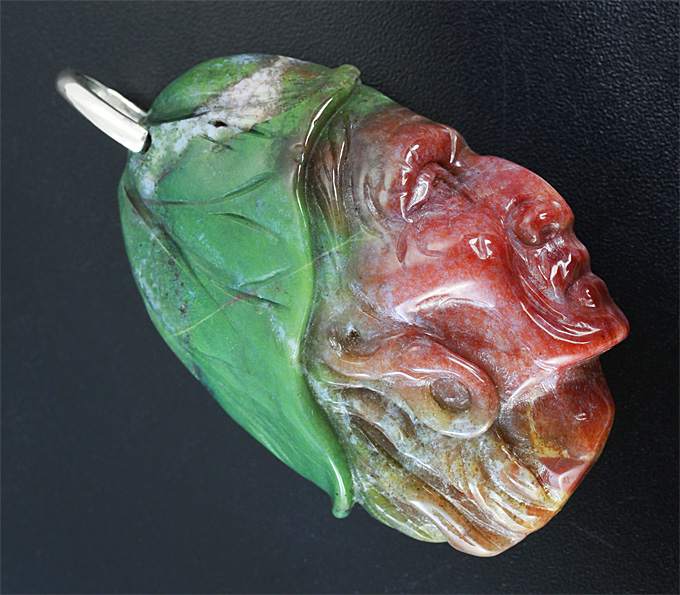 Серебро 925 Кулон с миниатюрой «Вождь» из цельного куска агата