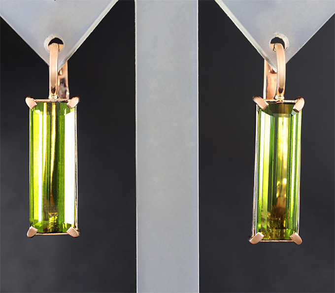 Золото Серьги с верделит турмалинами