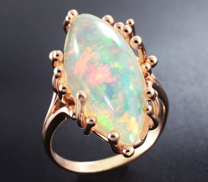 Золото Кольцо c кристаллическим Welo опалом