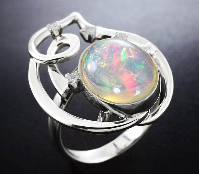 Серебро 925 Кольцо c эфиопским кристаллическим Welo опалом