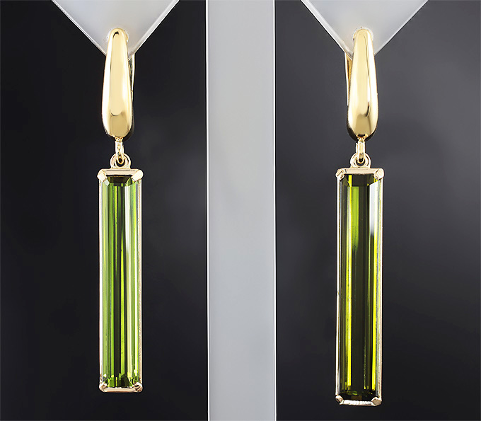 Золото Cерьги с верделит турмалинами