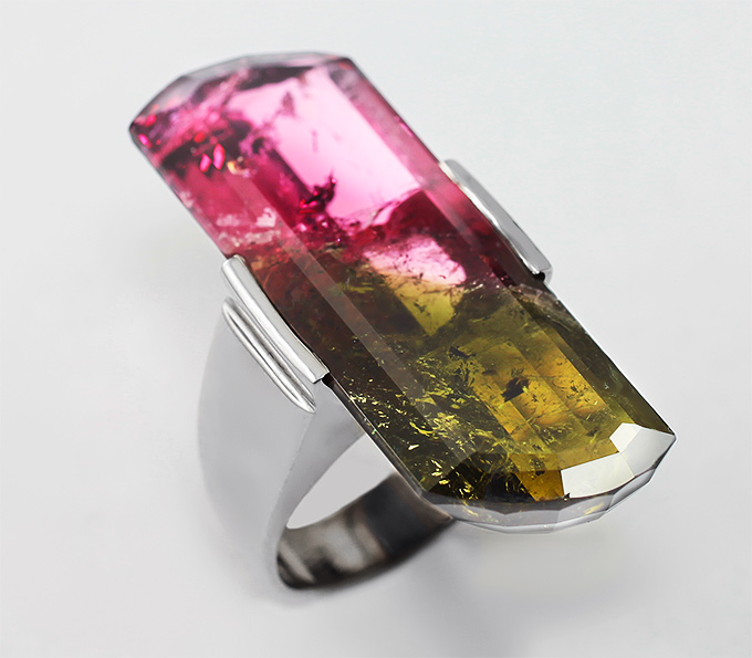 Серебро 925 Серебряное кольцо с арбузным турмалином