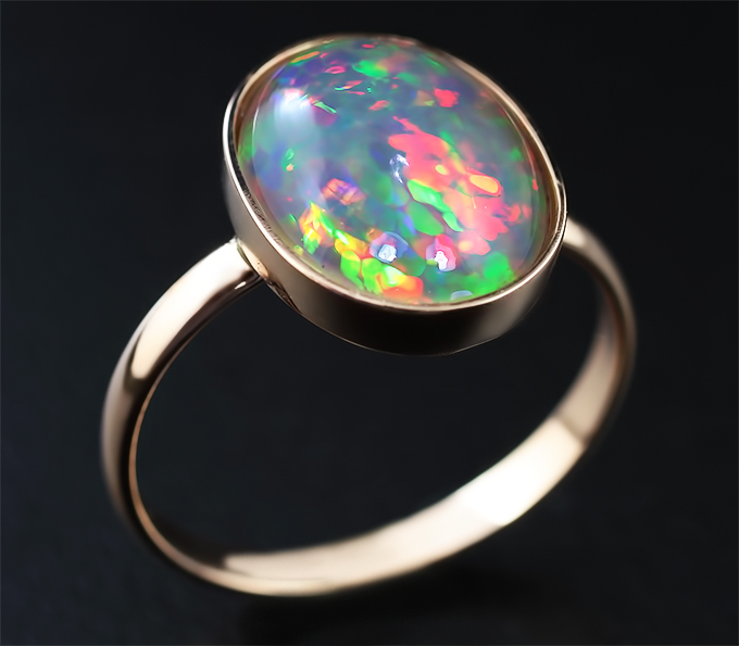 Золото Кольцо с эфиопским кристаллическим опалом